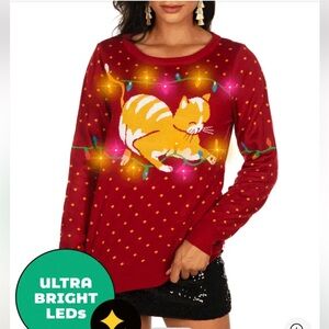 Tipsy Elves Cat-itude Ugly Christmas Sweater Women’s Medium